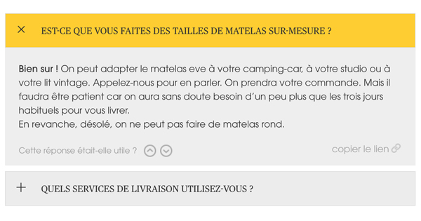 Matelas Eve sur mesure